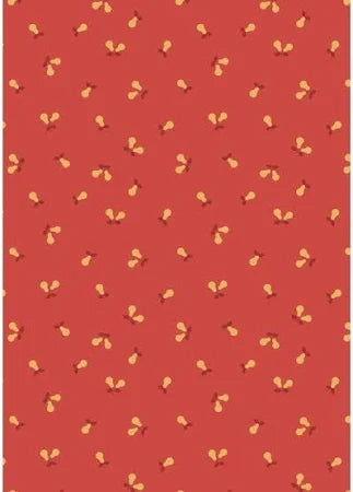Lewis & Irene Wintertide Metallic Pears Gold Metallic Red A583-2