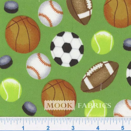 7014 Mook Fabrics Flannel Snuggy Sports Allover Green 86936