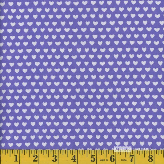 7018 Mook Fabrics Flannel Hearts Purple 100981