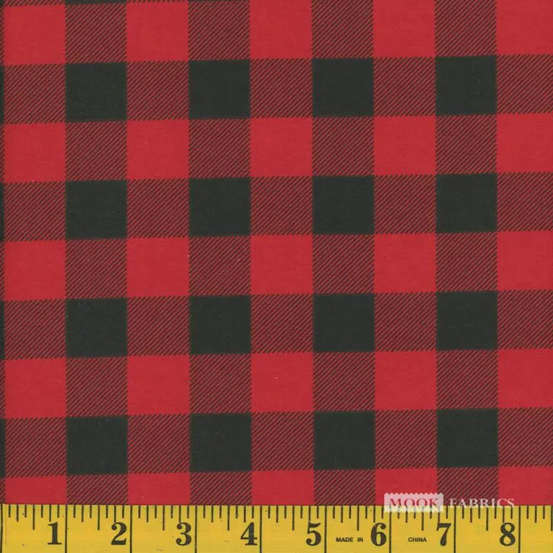 7024 Mook Fabrics Flannel Buffalo Plaid Royal Red 103966