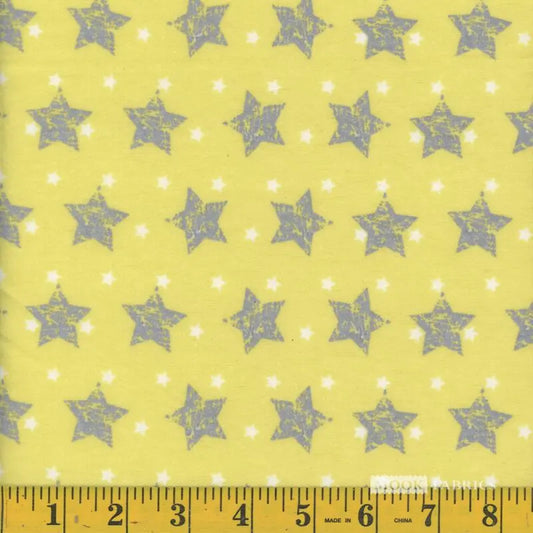 7026 Mook Fabrics Flannel Stars Yellow Grey 116457