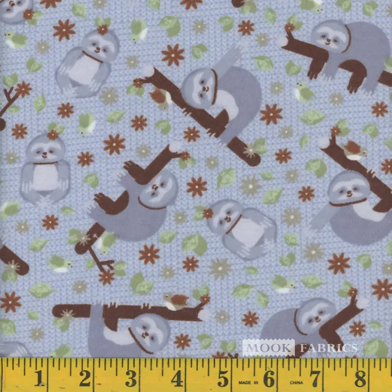 7027 Mook Fabrics Flannel Sleepy Sloth Denim 121673