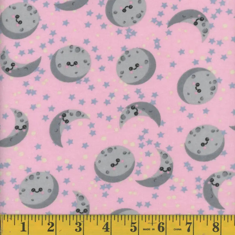 7037 Mook Fabrics Flannel Moon and Back Pink 133475