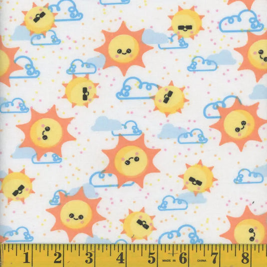 7038 Mook Fabrics Flannel Sun and Shine White 133477