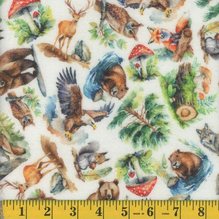 7051 Mook Fabrics Flannel Timberland Tales White 141901