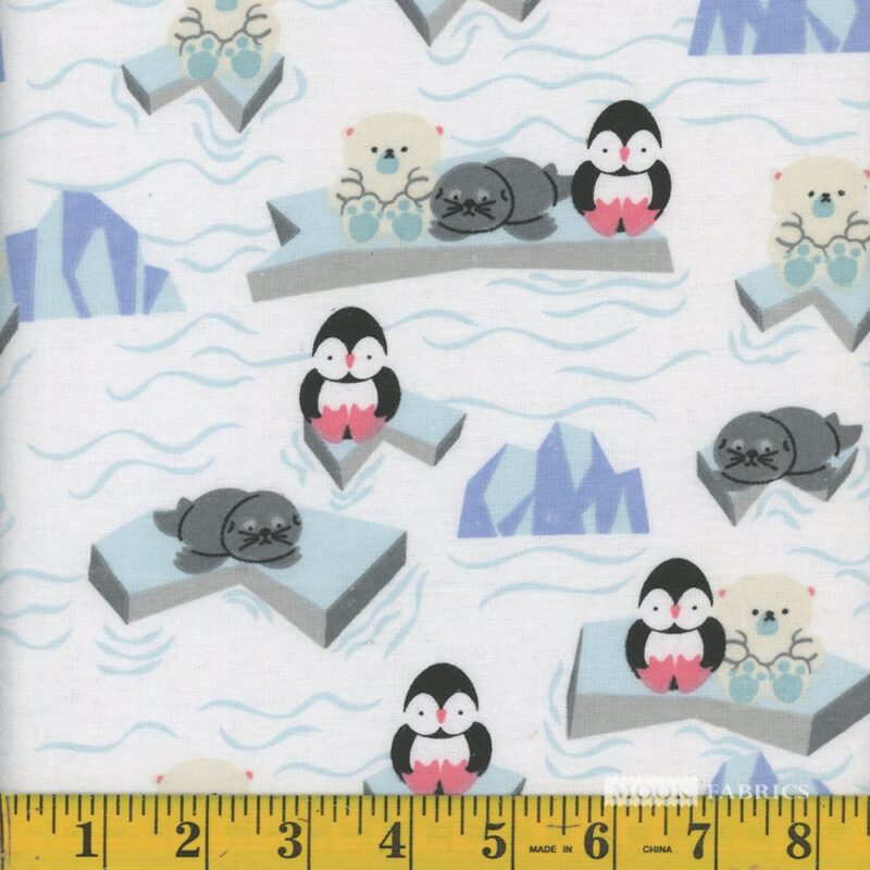 7054 Mook Fabrics Flannel Polar Buddies White 133469