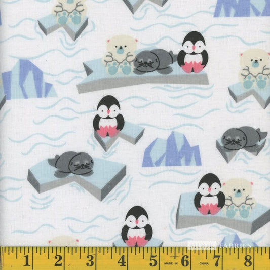 7054 Mook Fabrics Flannel Polar Buddies White 133469