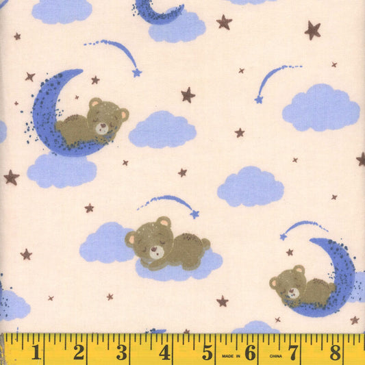 7078 Mook Fabrics Flannel Sleeping Teddy Cream 141895