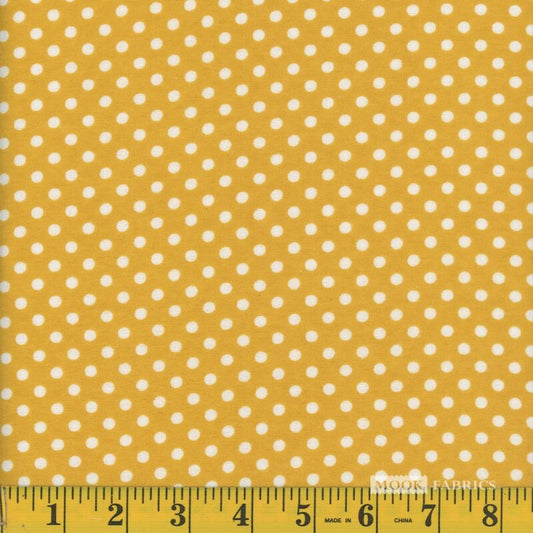 7081 Mook Fabrics Flannel Polka Dot Mustard White 124227