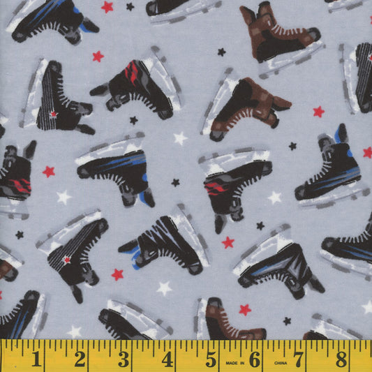 7098 Mook Fabrics Flannel Hockey Skates Grey 91706