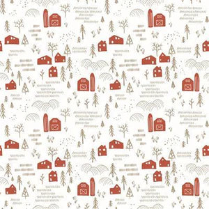 Clothworks Raised Light Cream Red Barns Y3417-2