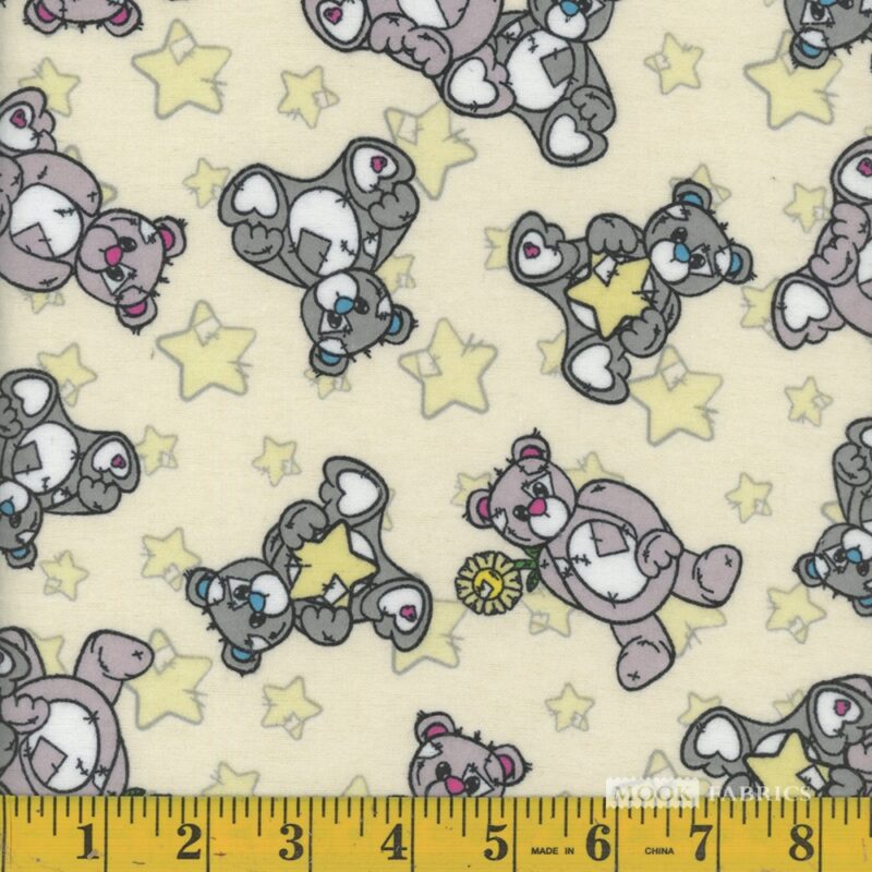 7103 Mook Fabrics Flannel Teddy Star Yellow 121701
