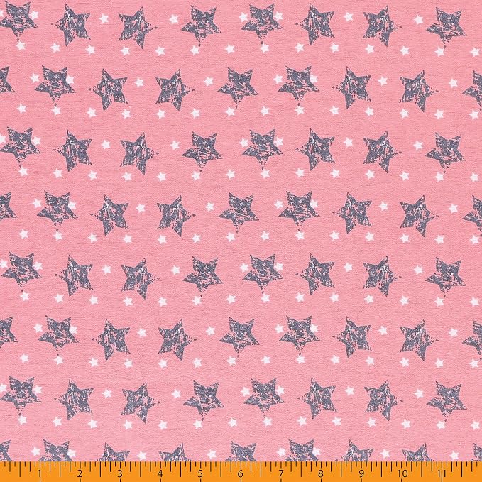 7124 Mook Fabrics Flannel Stars Blush / Charcoal 116456