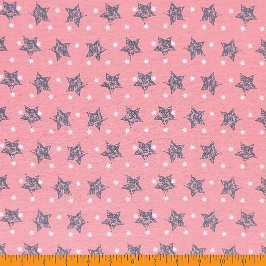 7124 Mook Fabrics Flannel Stars Blush / Charcoal 116456