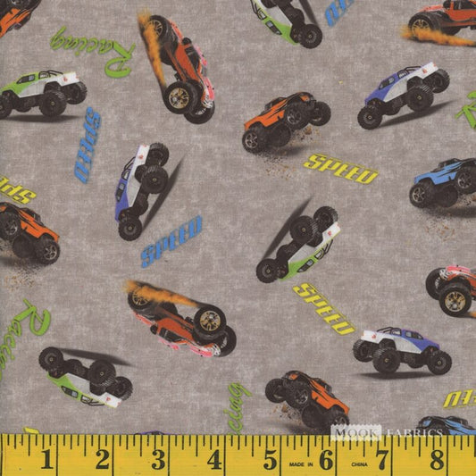 7113 Mook Fabrics Minky Fleece Cars Gray 102408