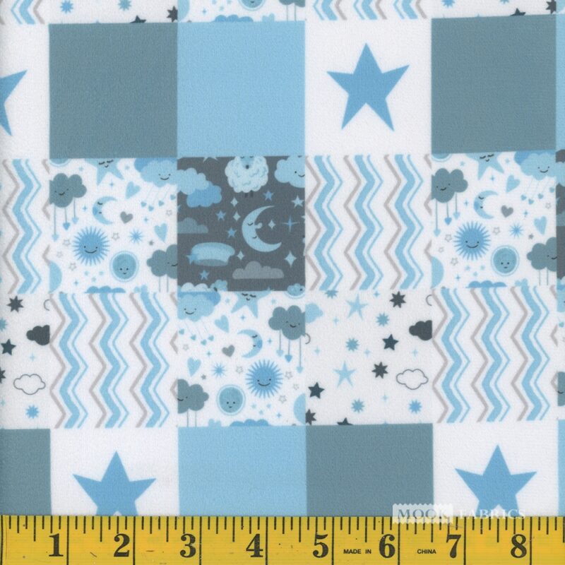 7114 Mook Fabrics Minky Fleece Baby Patch Blue 108616