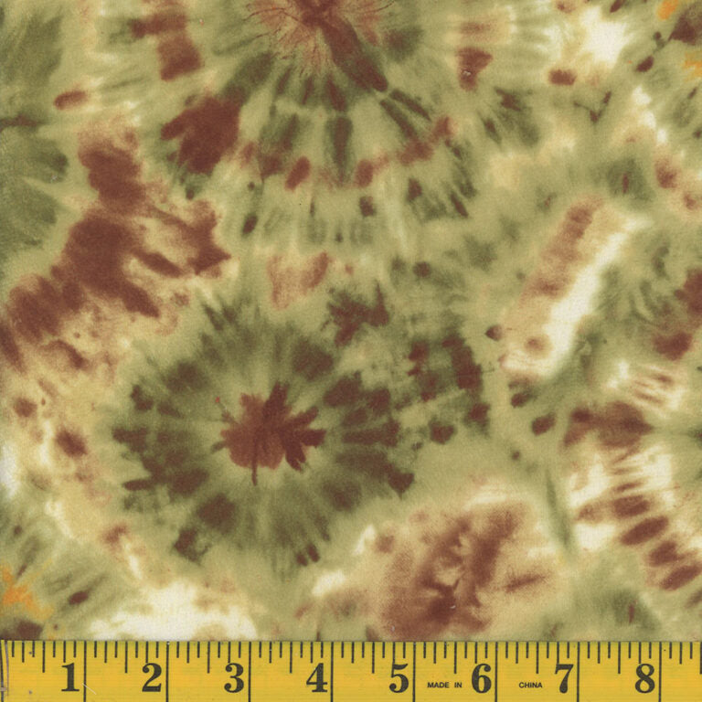 7119 Mook Fabrics Minky Fleece Tie Dye Brown Green 63737