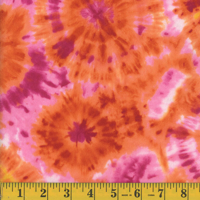 7122 Mook Fabrics Minky Fleece Tie Dye Pink Orange 63744