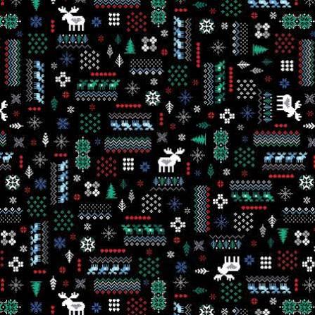 7151 Benartex Designer Fabrics Flannel Winter Wonders Knit Black 14825F-12
