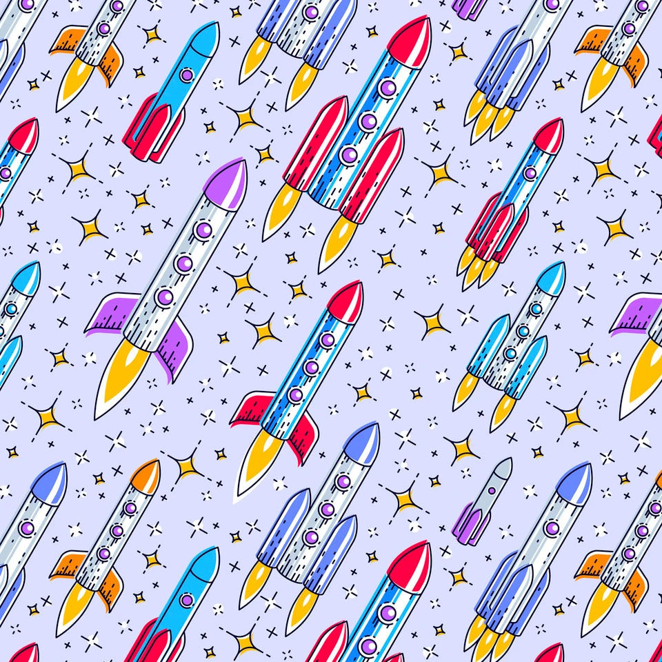 7180 Fantastic Flannel Up and Away Rockets Purple DATDX-5316-4F-1