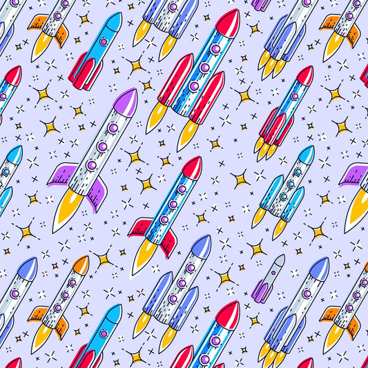 7180 Fantastic Flannel Up and Away Rockets Purple DATDX-5316-4F-1