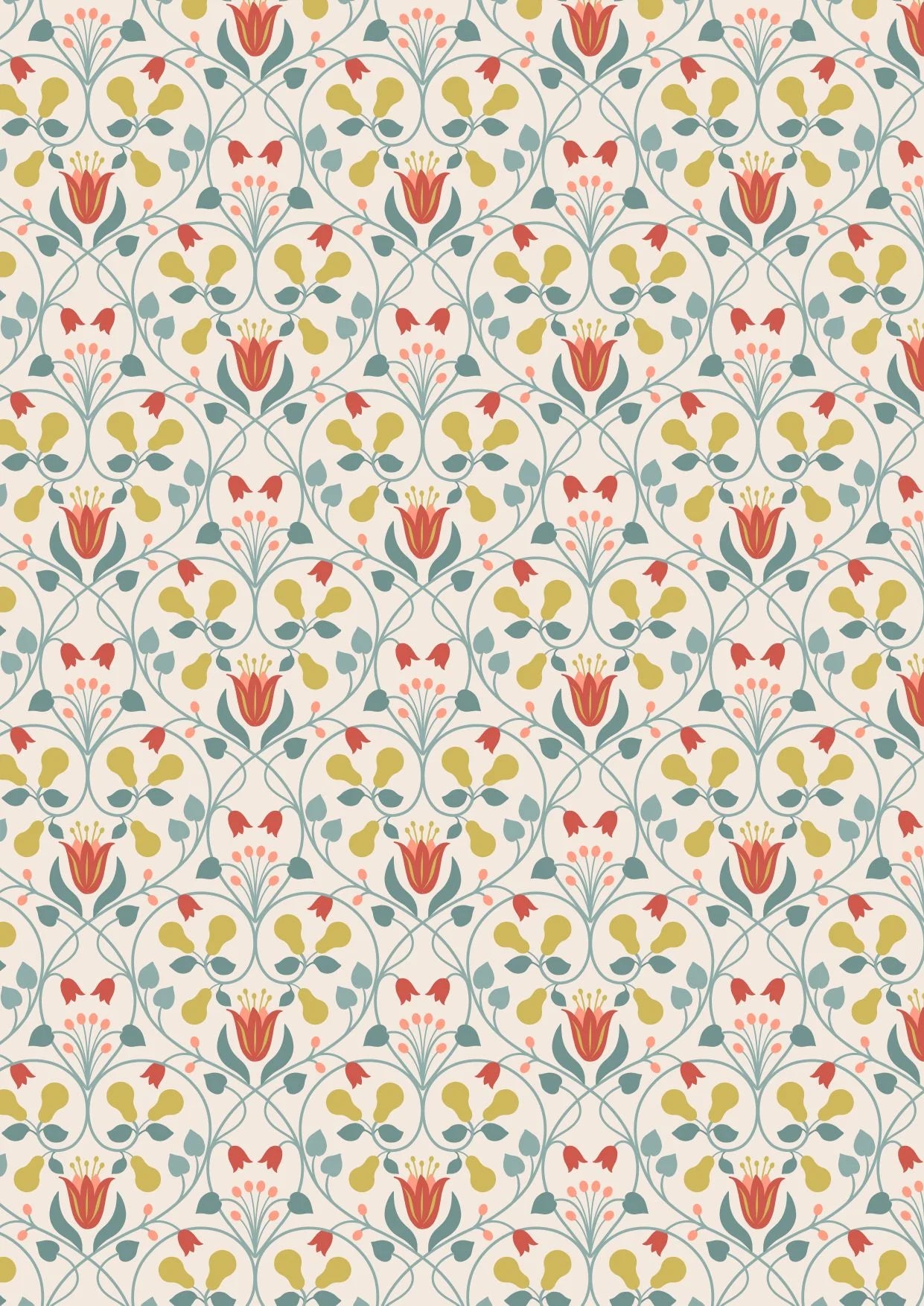 Lewis & Irene Wintertide Metallic Pear Hearts Gold Metallic Cream A586-1