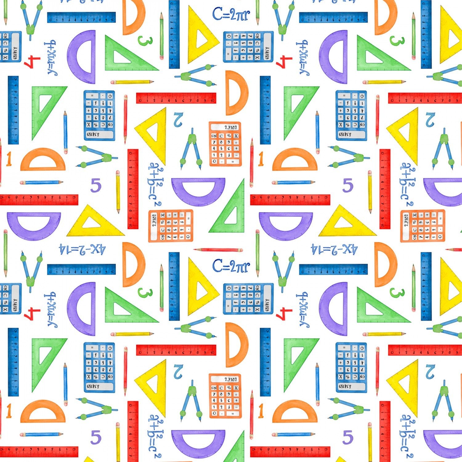 9021 Wilmington School Is Cool White Math Supplies 33874-147 – Fabric 4 ...