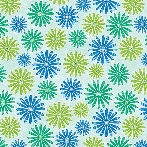 Benartex Daisy Bloom Light Aqua 13280-04 Blooming Denim