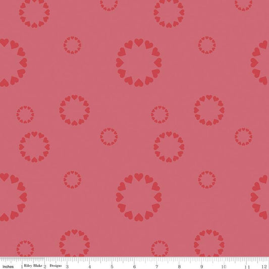 Riley Blake Dream Heartfelt C10774 Red Circles of Hearts Geometric
