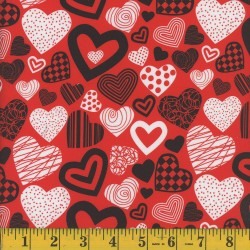 1004 Mook Fabrics Valentines Black & Red 131419