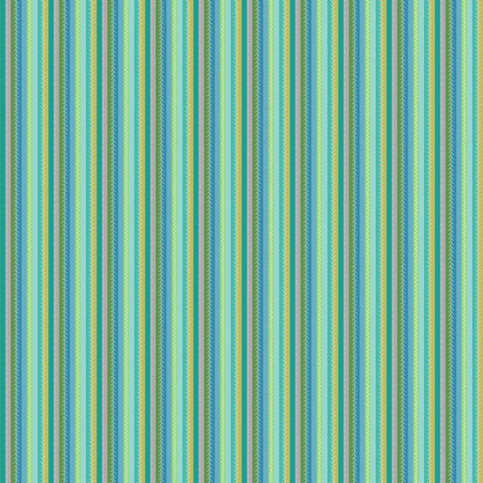 Benartex Stitch Stripe Turquoise Multi Sew Bloom 13088-84