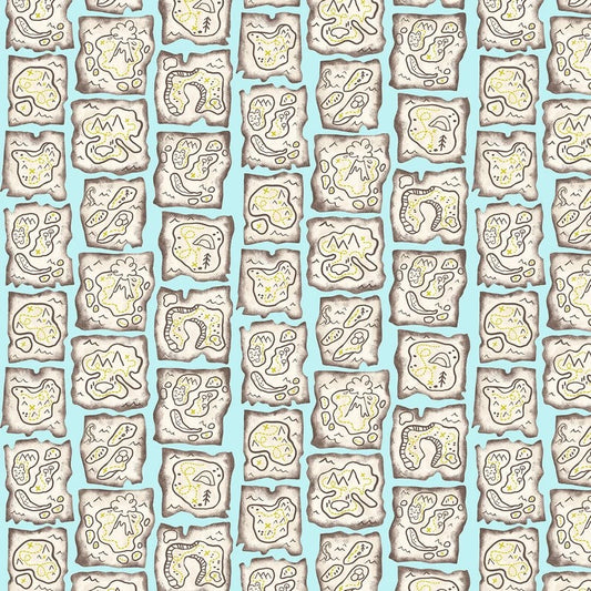 RJR Fabrics Kraken Treasure Map Ocean Air JG102-OA3