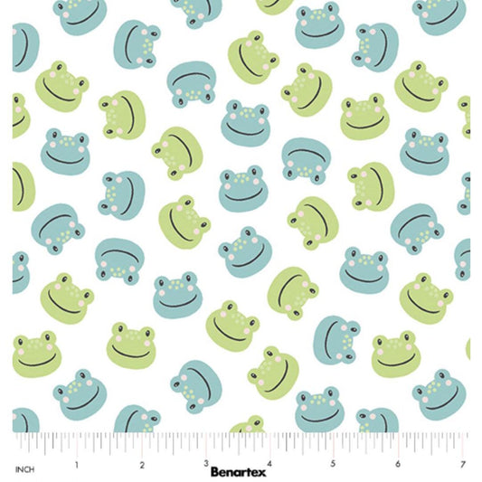 8006 Benartex Playhouse Pals Ribbet Frogs White 13206-09