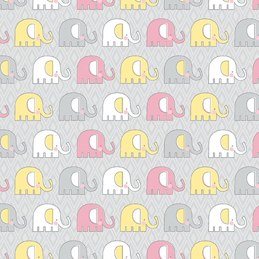 8008 Benartex Adorable Alphabet Elephant Pink Grey 13018-22