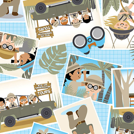 8012 Benartex Safari Adventure Safari Greetings Sky Blue 12950