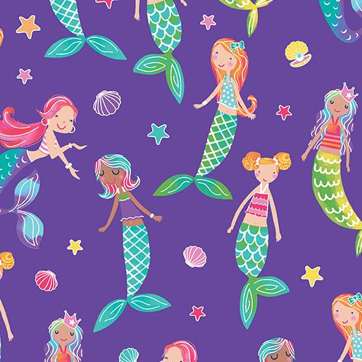 8022 Benartex Mystical Mermaids Mermaid Friends Purple 12514P-66