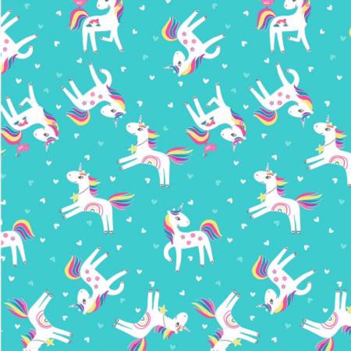 8028 Benartex Unicorn Magic Unicorn Love Medium Turquoise 9798P-04