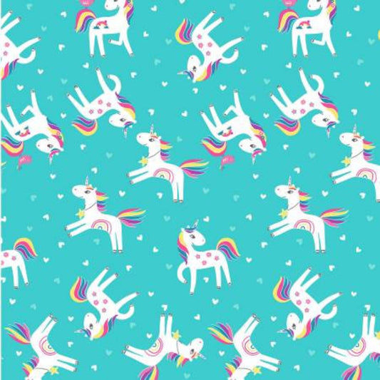 8028 Benartex Unicorn Magic Unicorn Love Medium Turquoise 9798P-04