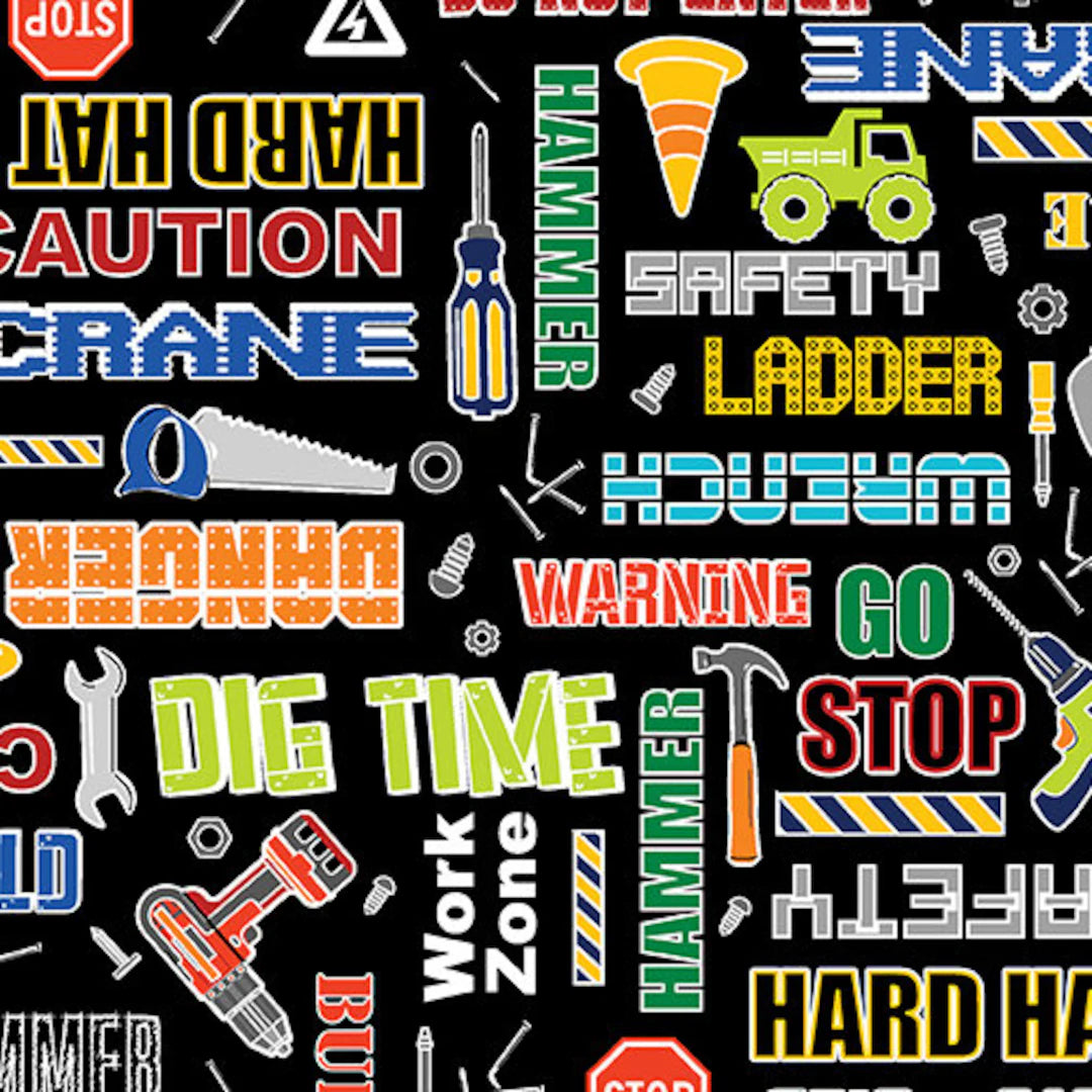 8032 Benartex Construction Crew Constriction Lingo Black 9992GL-12