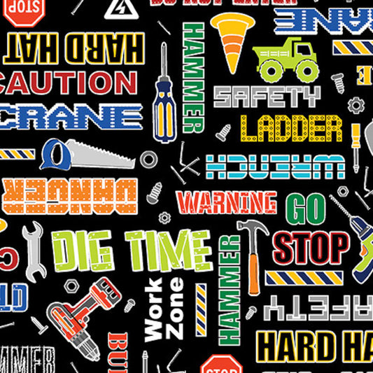 8032 Benartex Construction Crew Constriction Lingo Black 9992GL-12