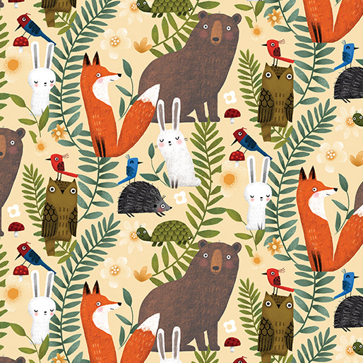 8036 Benartex Into the Woods Forest Friends Butter 13297-30