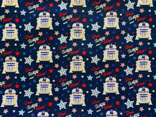8038 Camelot Fabrics Star Wars Red White Bloop R2D2