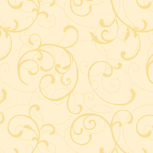 8047 Benartex Designer Fabrics Hummingbirds and Honeysuckle Dot and Flow Scroll Light Sun 13217-03