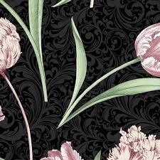 8065 Benartex Designer Fabrics Evelyn's Etched Tulips Etched Tulips Black 13132-12