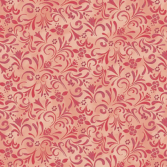 8068 Benartex Designer Fabrics Shorelights Scroll Red Coral 09440-10