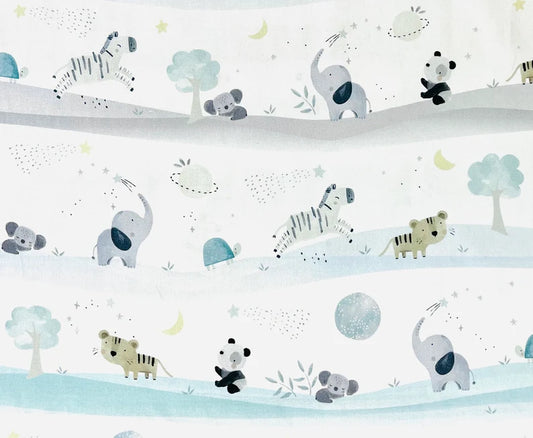 Timeless Treasures Full of Wonder Cute Animal Scene White CD1618
