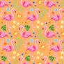 8258 P&B Textiles Wanderlust Flamingos Orange 04620