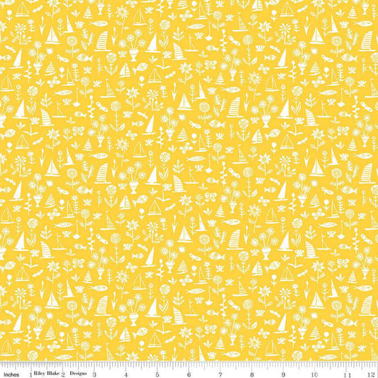 8261 Liberty Fabrics Riviera Sealife C Yellow 01666455C