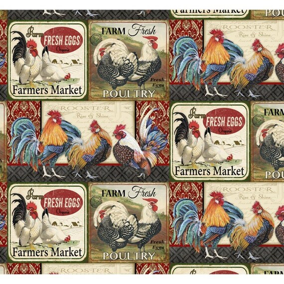 8266 David Textiles Farm Life Chicken Rooster Signs Rise and Shine