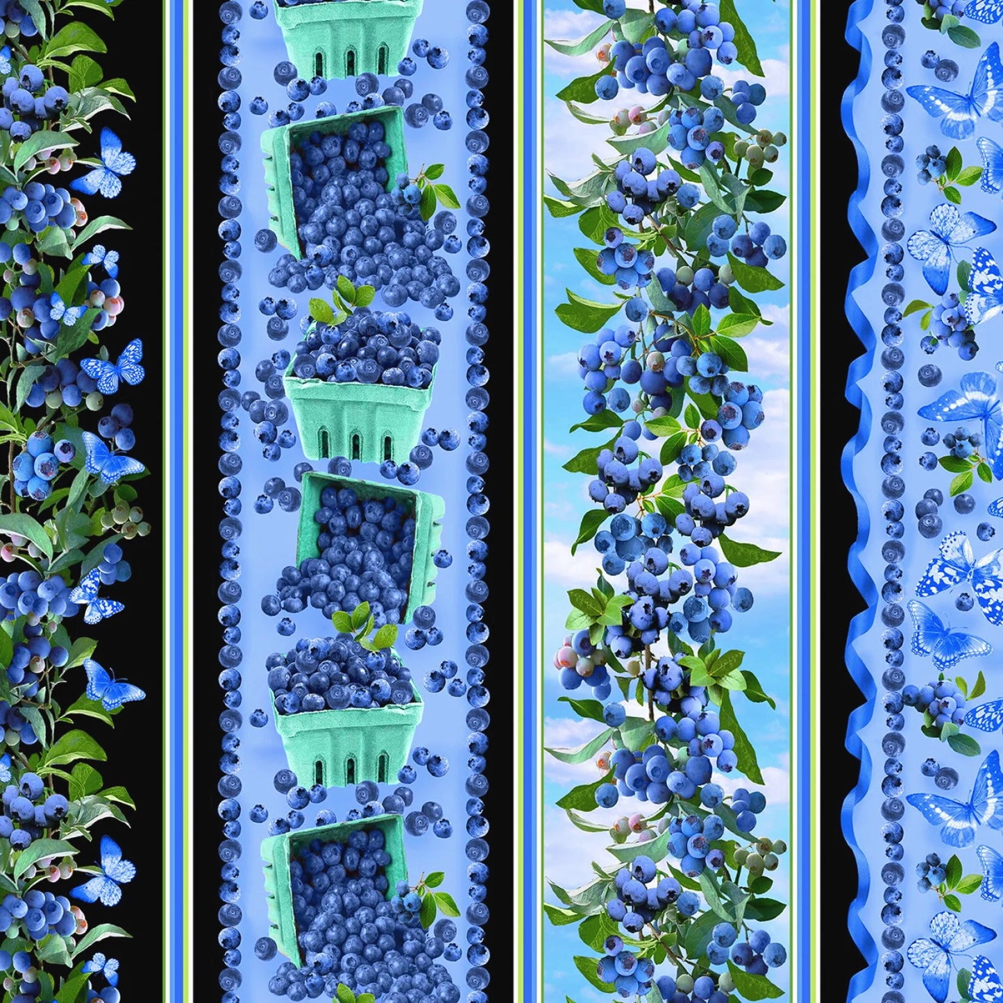 8278 Benartex Designer Fabrics Blueberry Hill Blueberry Hill Stripe Blue 12638-55